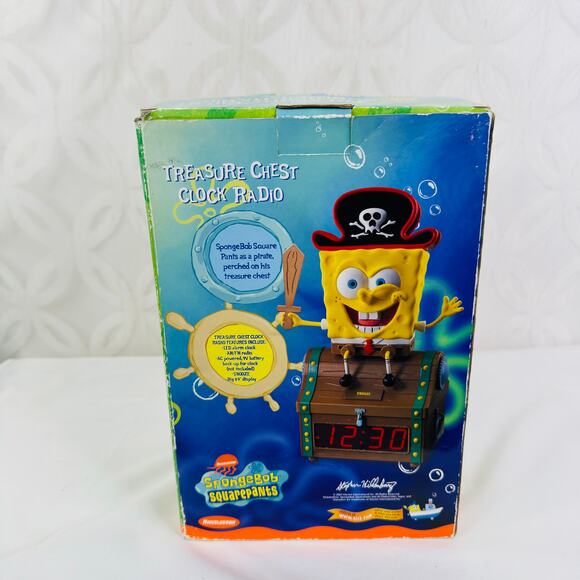 2003 Spongebob Squarepants Treasure Chest Clock Radio Nickelodeon Cartoon - Picture 6 of 9